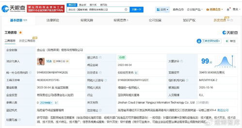 金山云旗下海南洋浦信息科技公司完成增資，注冊資本躍升至6億美元，增幅達20%，專注信息系統(tǒng)集成服務(wù)